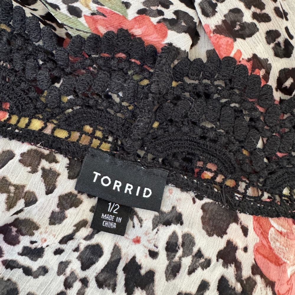 TORRID Gothic Floral Leopard Print Sheer Lace Kimono Black Trim 1/2 XXL - Picture 5 of 5